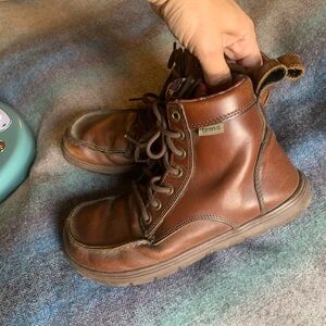 Lems Brown Leather Boulder Boots with Plaid Lining // Size 41